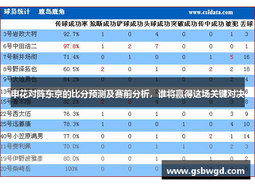 申花对阵东京的比分预测及赛前分析，谁将赢得这场关键对决